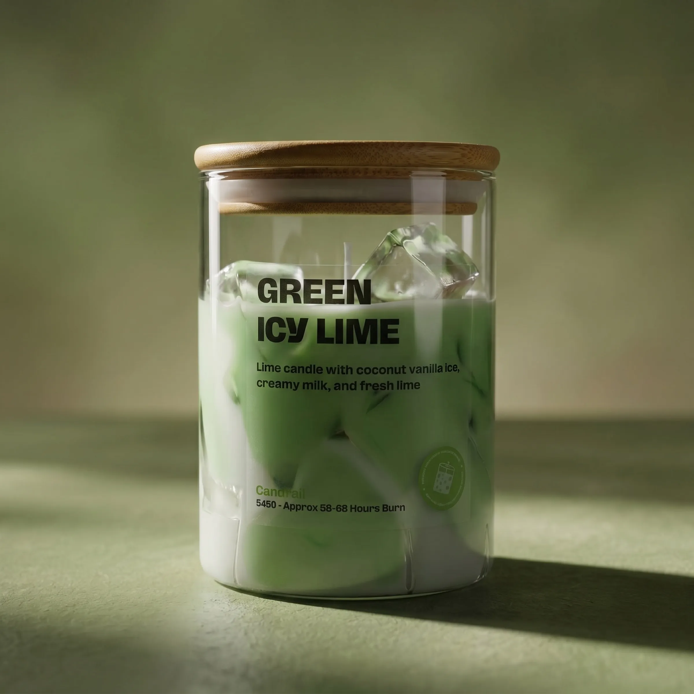 Campaign image: Green Icy Lime in soft green daylight (AI-assisted setting)